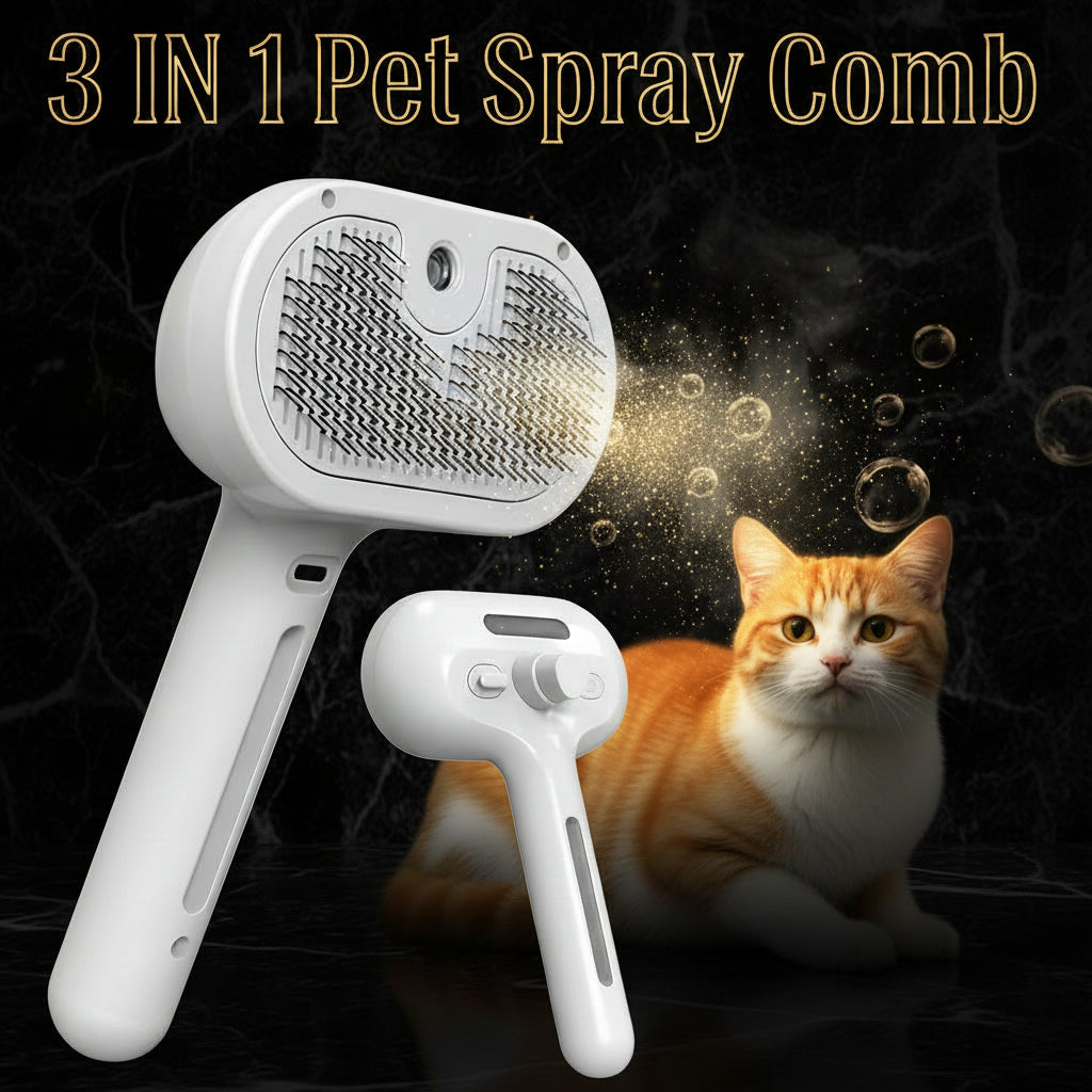pet grooming brush with built in mist humidifier