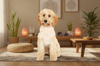 Soft polyester fabric detail on moon and star dog hoodie