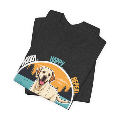 Muddy Happy Bright Labrador t-shirt unisex fit photo