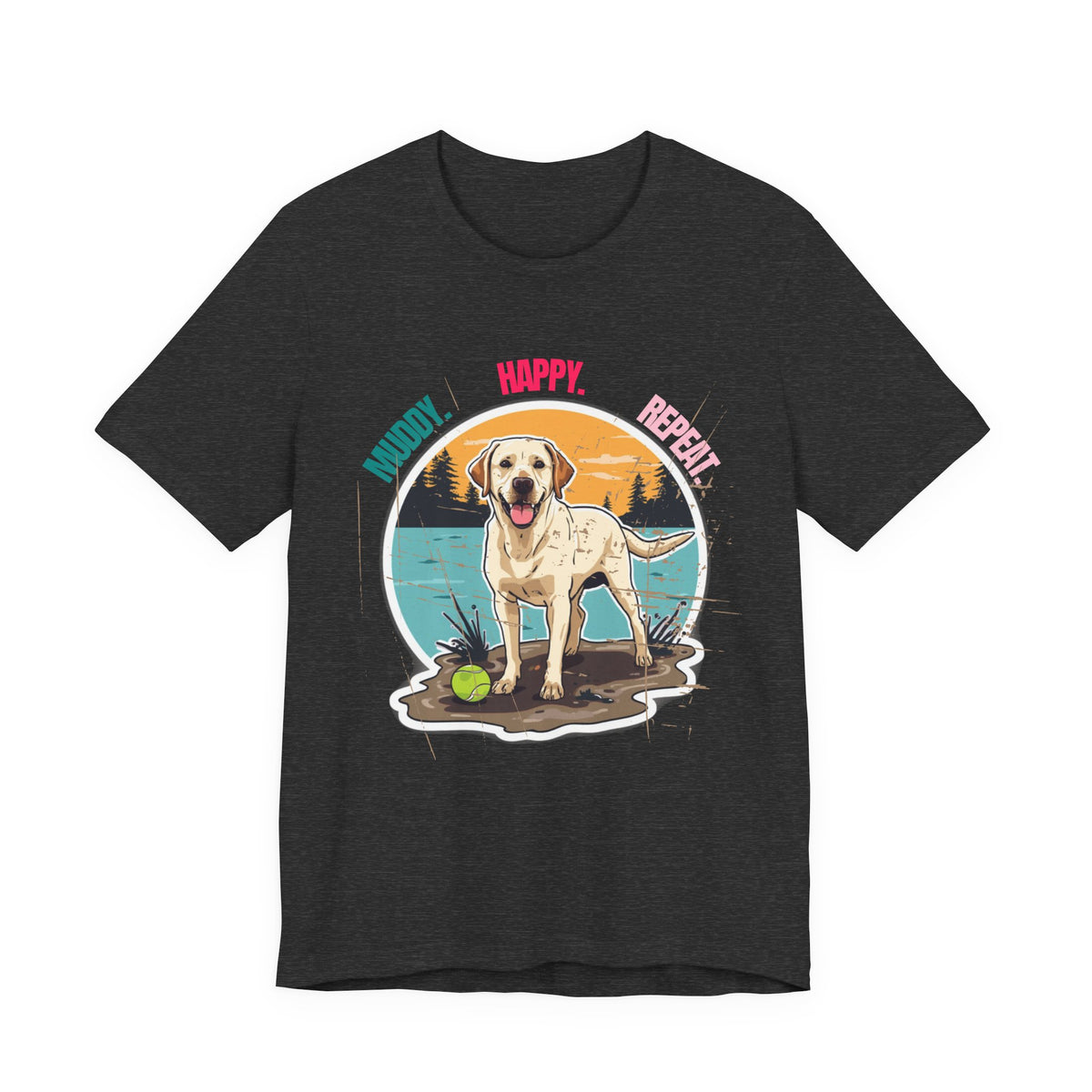 Muddy Happy Repeat Labrador t-shirt folded product photo