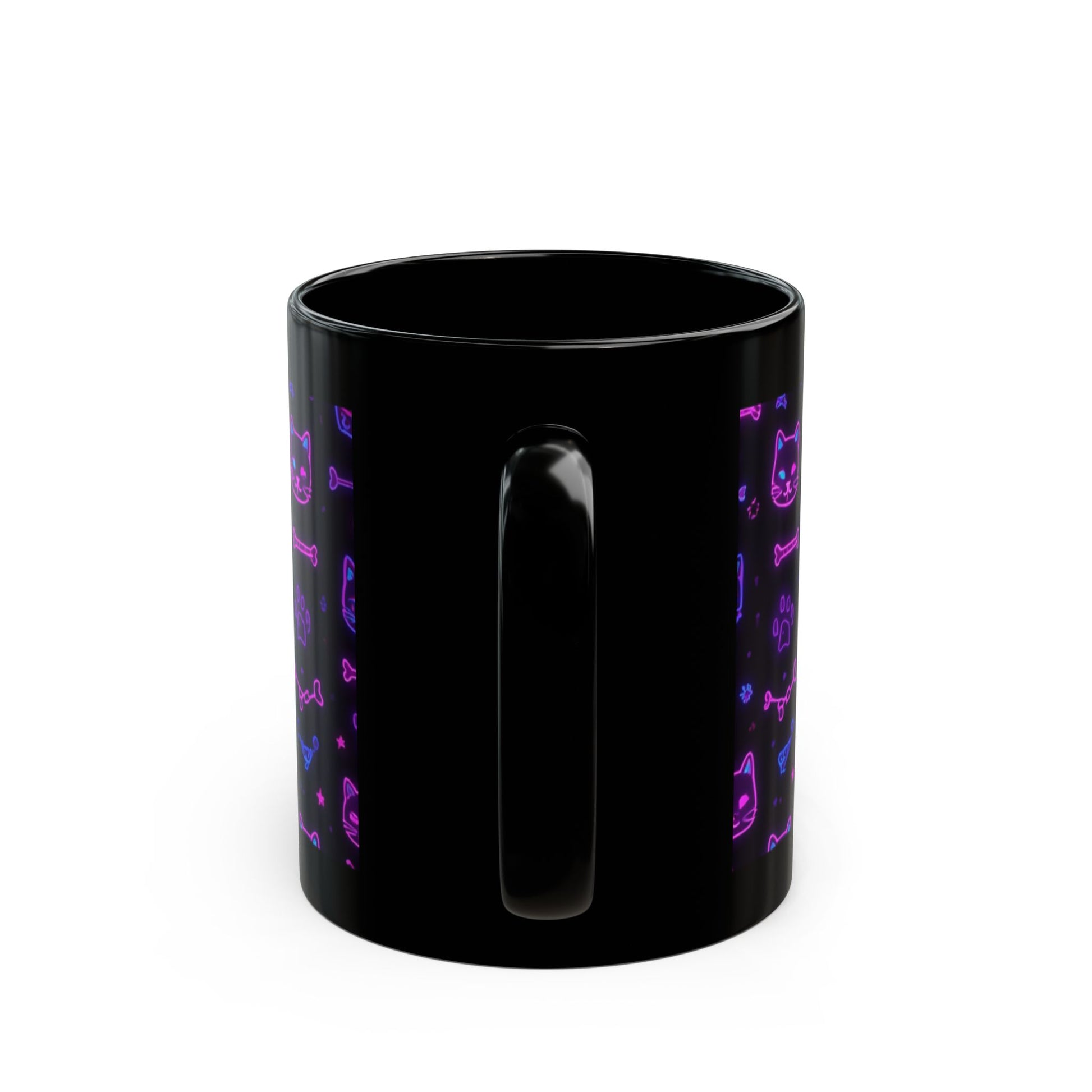 Neon glow cat coffee mug, cat lover gift