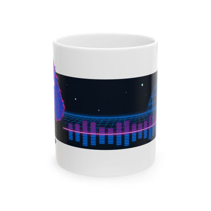 Cocker Spaniel ceramic coffee mug, 11oz and 15oz neon synthwave dog lover gift - view 3