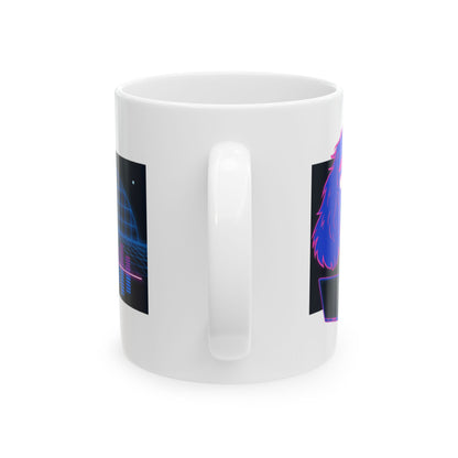 Cocker Spaniel ceramic coffee mug, 11oz and 15oz neon synthwave dog lover gift - view 4