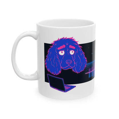 Cocker Spaniel ceramic coffee mug, 11oz and 15oz neon synthwave dog lover gift - view 5