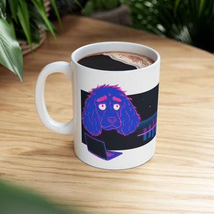 Cocker Spaniel ceramic coffee mug, 11oz and 15oz neon synthwave dog lover gift - view 11