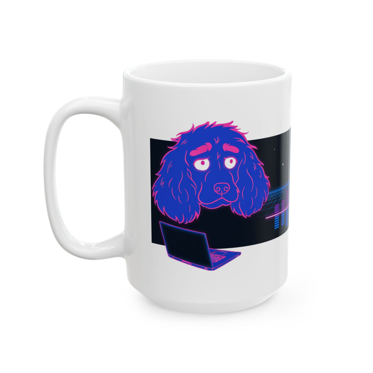 Cocker Spaniel ceramic coffee mug, 11oz and 15oz neon synthwave dog lover gift - view 16