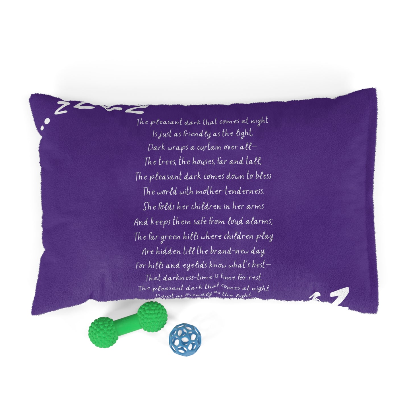 Nightfall Lullaby Bedtime Poem Pet Bed — close-up of the printed poem