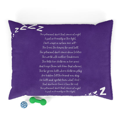 Nightfall Lullaby Bedtime Poem Pet Bed for dogs and cats — front view with printed verse