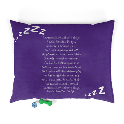 Nightfall Lullaby Bedtime Poem Pet Bed shown with a dog resting on it