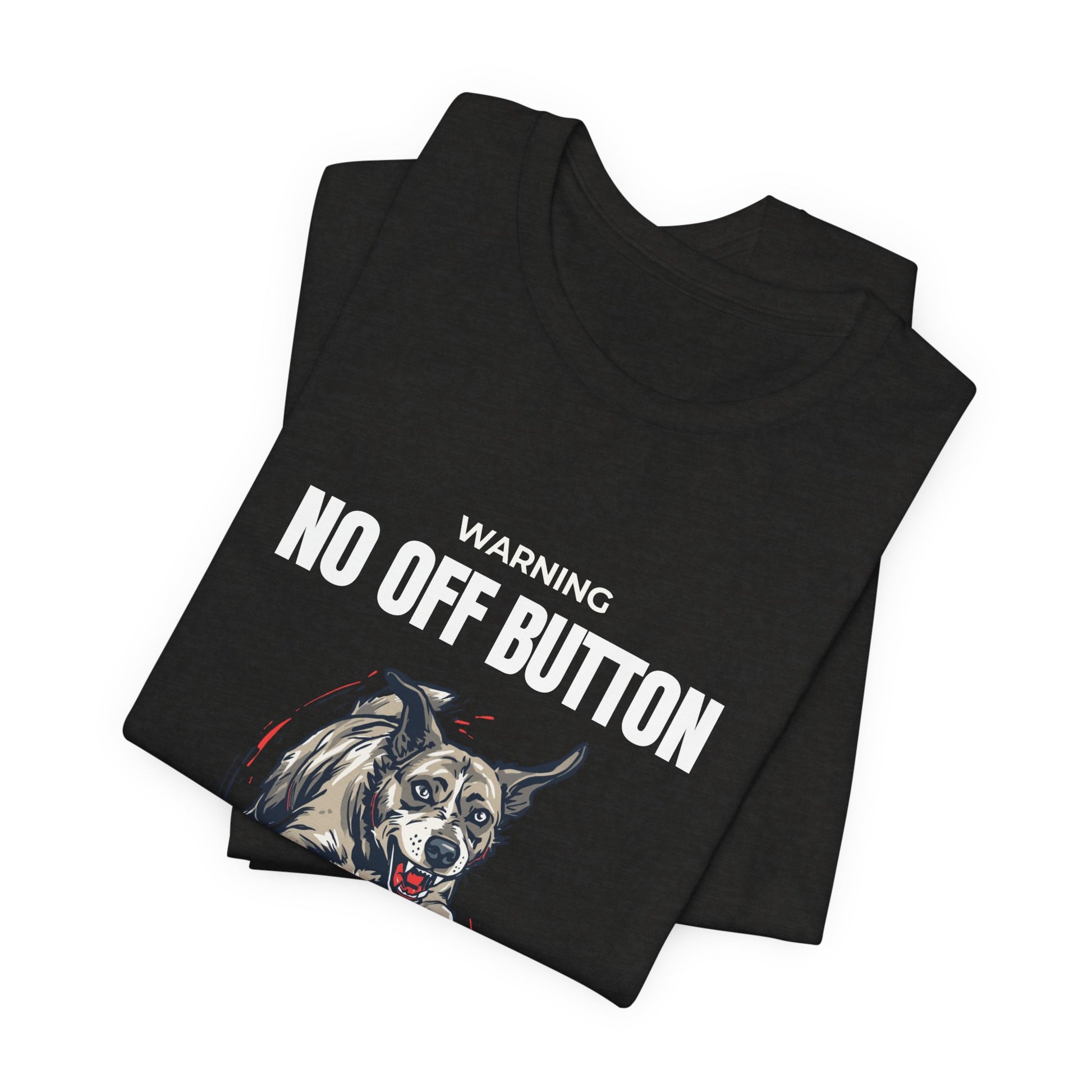 No Off Button dog tee, fabric close-up