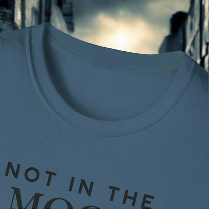 Not In The Mood moody dog t-shirt in Indigo Blue, full garment view