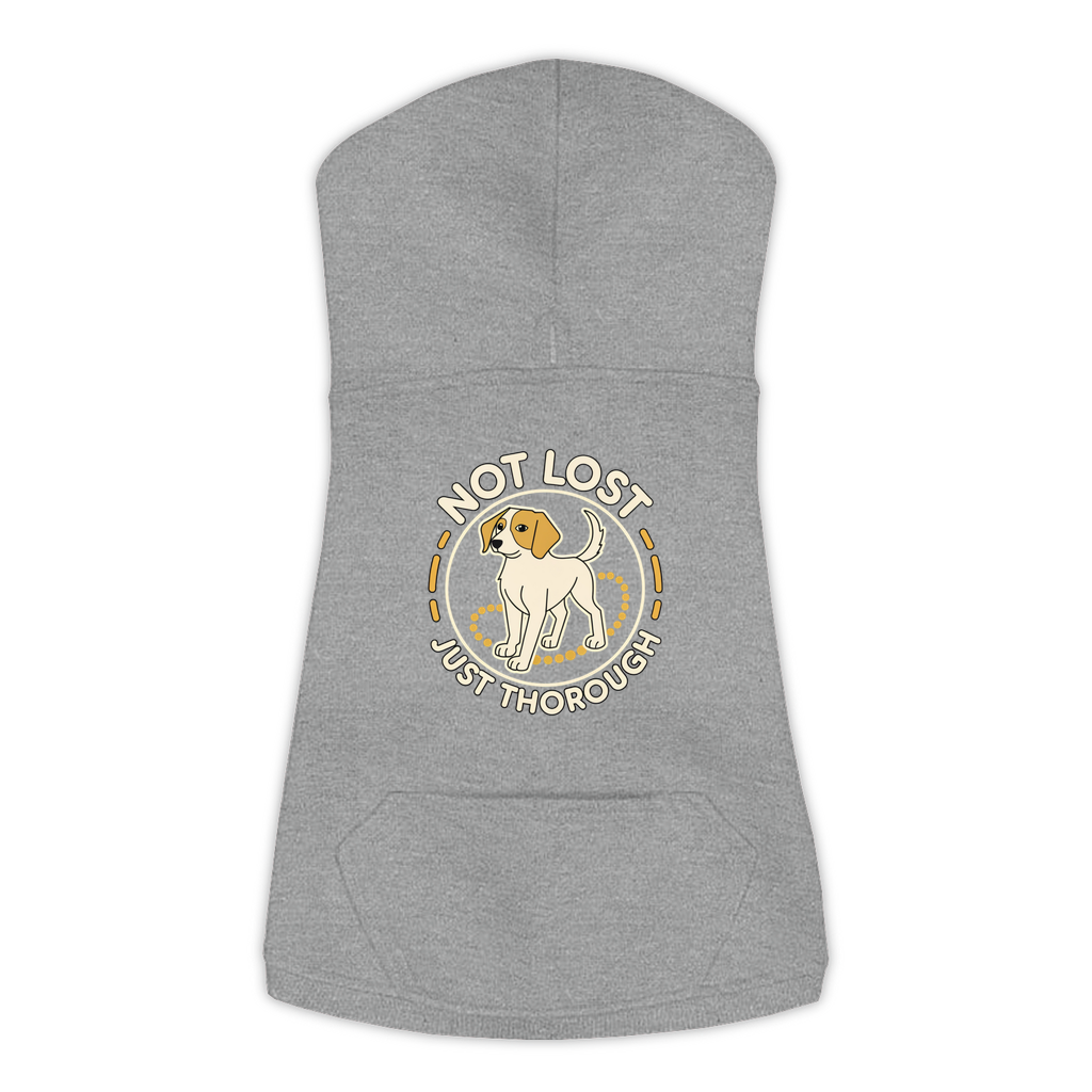 Not Lost. Just Thorough. Dog Hoodie in Granite Heather