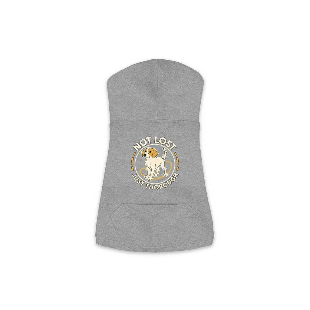 Not Lost. Just Thorough. Dog Hoodie in Granite Heather