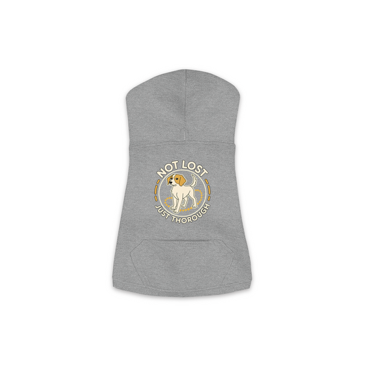 Not Lost. Just Thorough. Dog Hoodie in Granite Heather