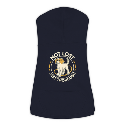 Not Lost. Just Thorough. Dog Hoodie in Navy