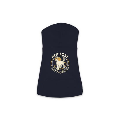 Not Lost. Just Thorough. Dog Hoodie in Navy