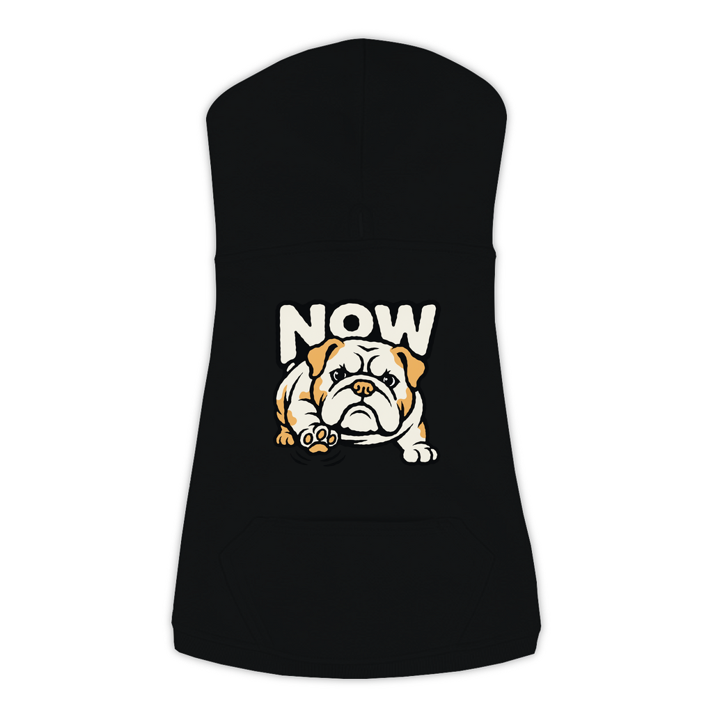 Now Bulldog dog hoodie in Black, sizes L-3XL