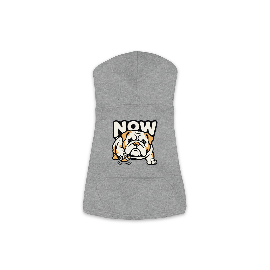 Now Bulldog dog hoodie in Granite Heather, sizes XS-M