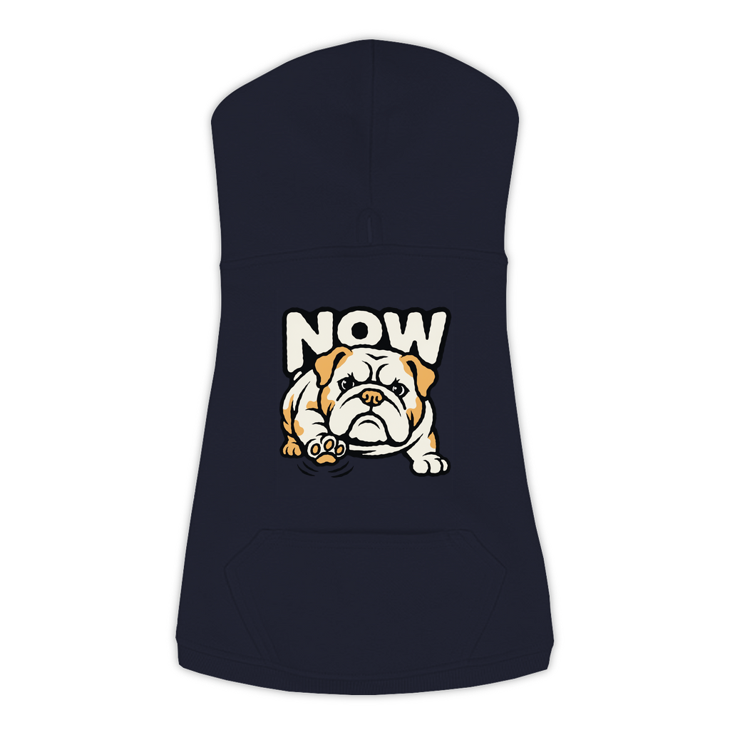 Now Bulldog dog hoodie in Navy, sizes L-3XL