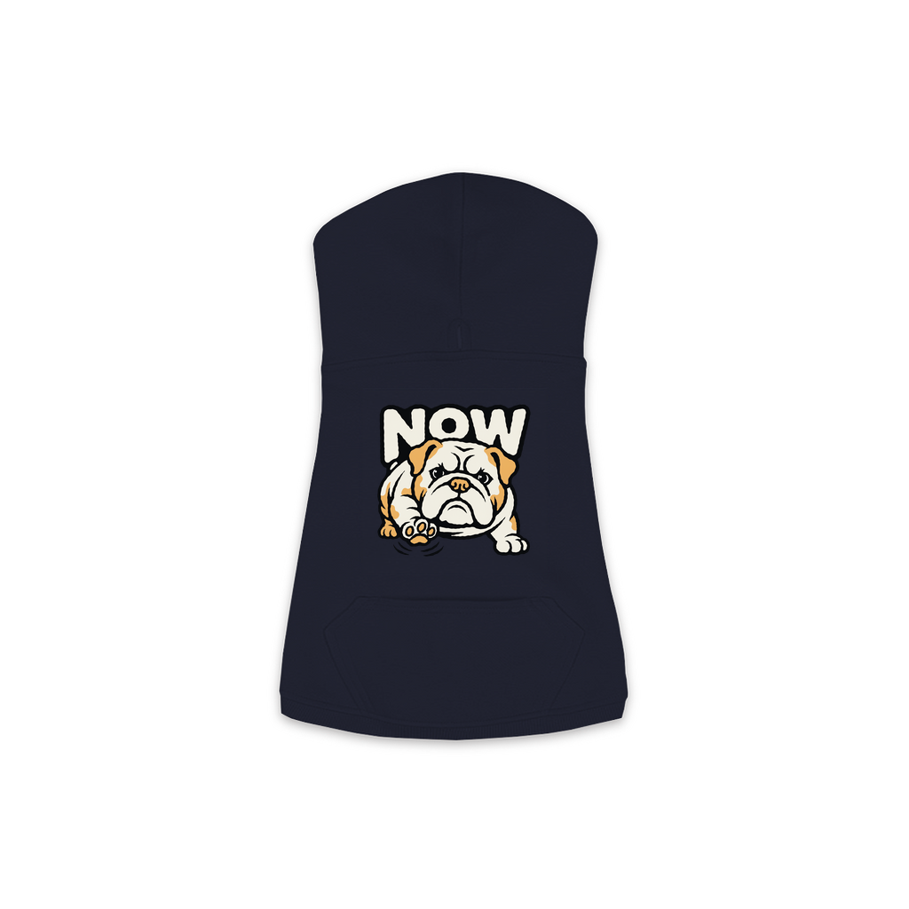 Now Bulldog dog hoodie in Navy, sizes XS-M