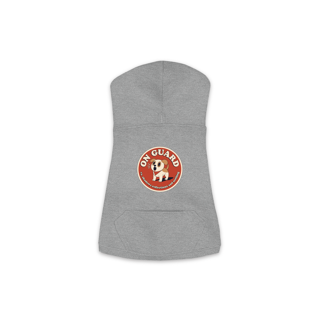 On Guard Dog Hoodie in Granite Heather, sizes XS-M