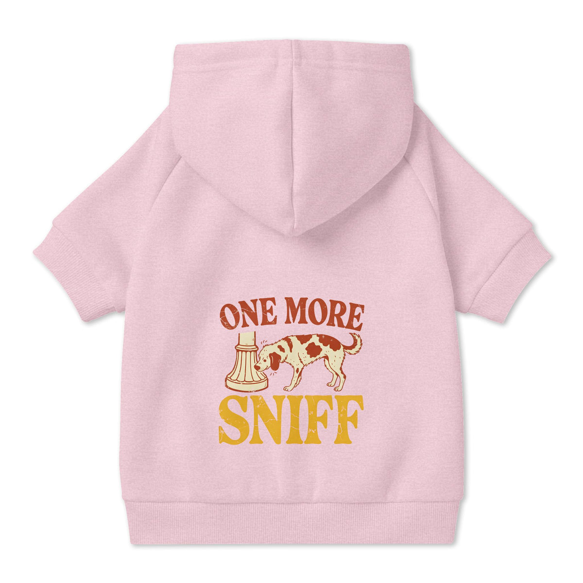 One More Sniff Dog Hoodie in Pink, back view — SniffWaggleNWalk™