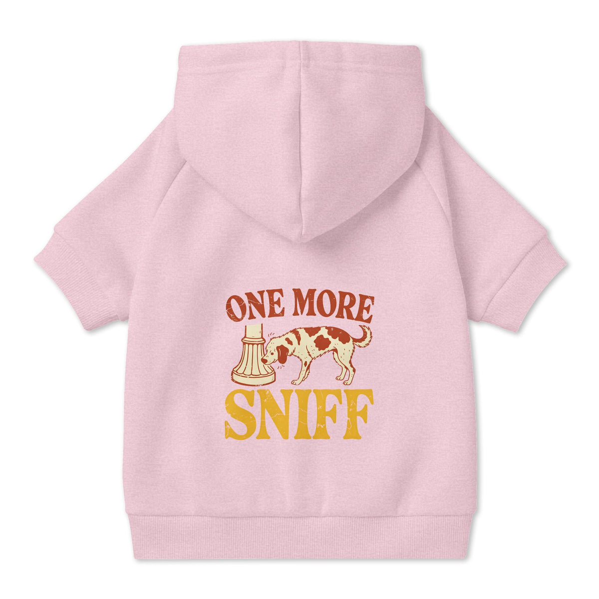 One More Sniff Dog Hoodie in Pink, back view — SniffWaggleNWalk™