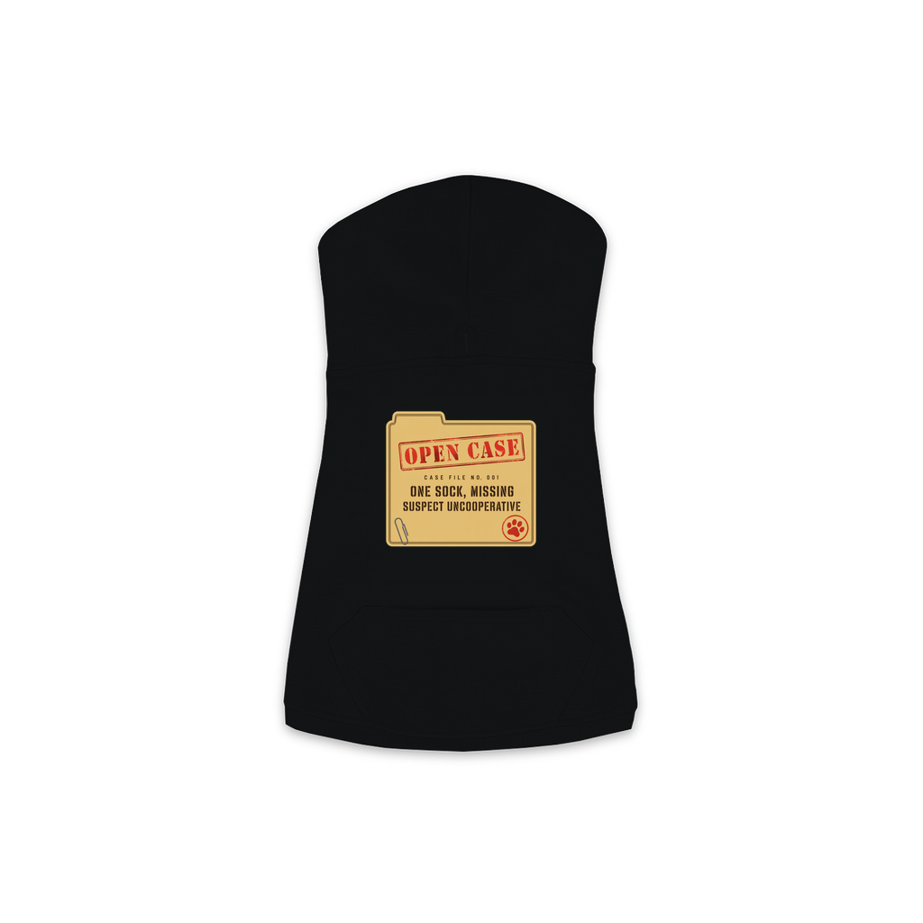 One Sock, Missing dog hoodie in black, sizes XS to M