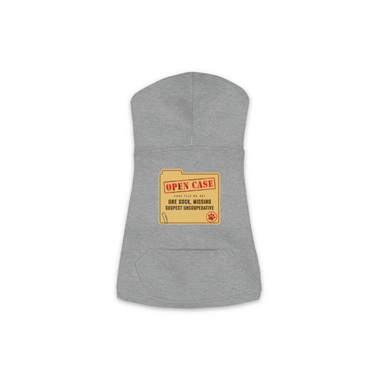 One Sock, Missing dog hoodie in granite heather grey, sizes XS to M