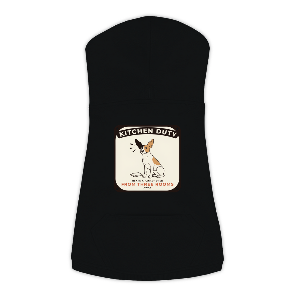 Packet Radar dog hoodie in black, sizes L to 3XL