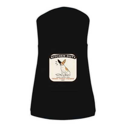 Packet Radar dog hoodie in black, sizes L to 3XL