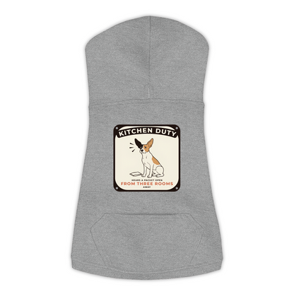 Packet Radar dog hoodie in granite heather grey, sizes L to 3XL