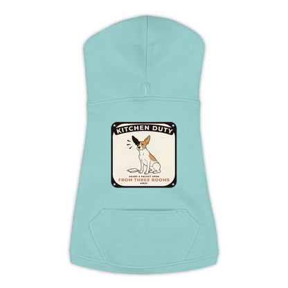 Packet Radar dog hoodie in saltwater blue, sizes L to 3XL