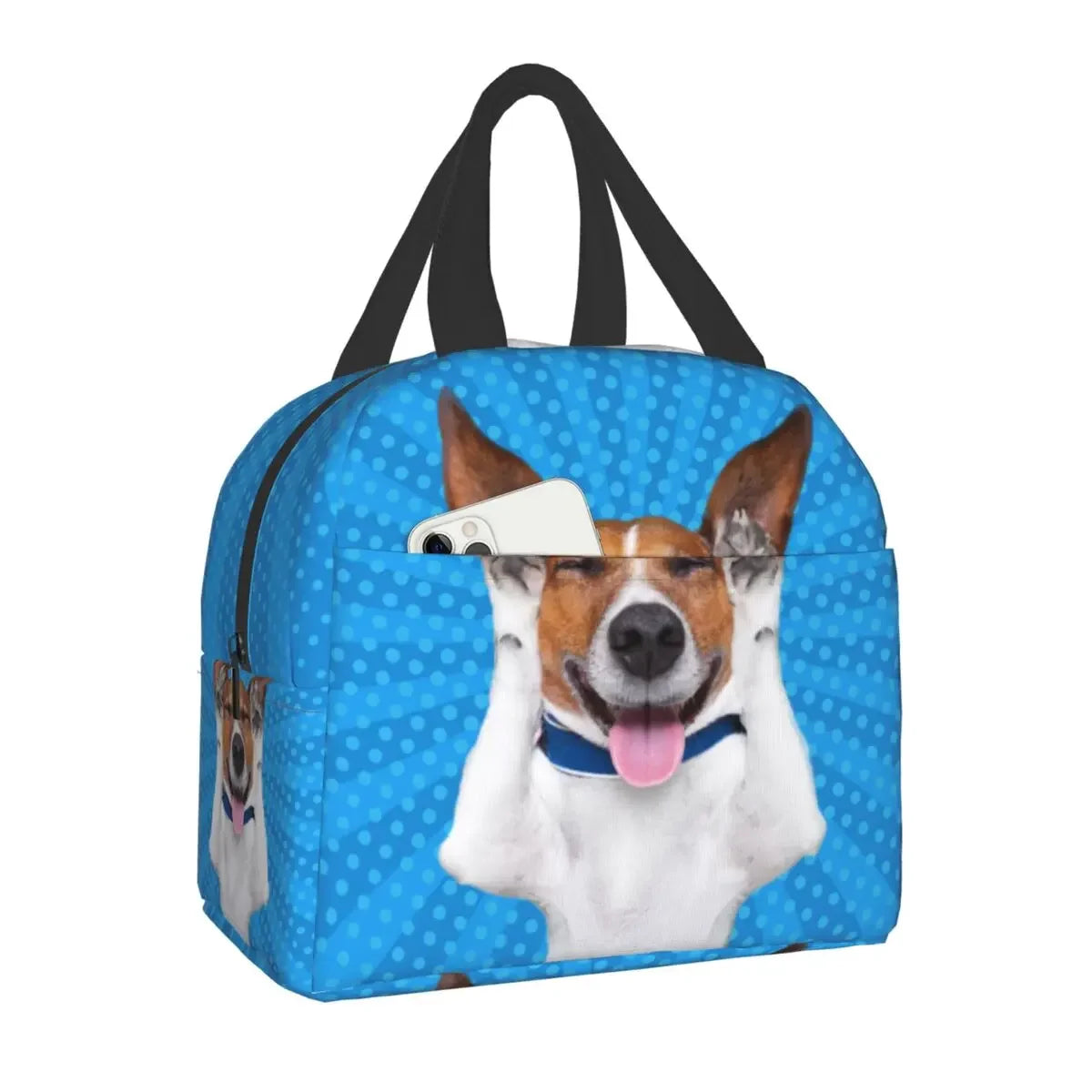 PawPack Jack Russell Terrier insulated lunch bag — back view — SniffWaggleNWalk