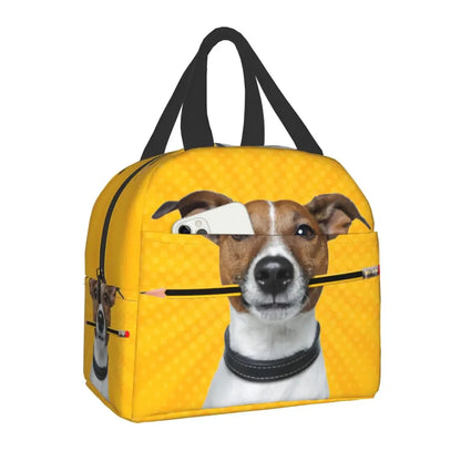 PawPack Jack Russell Terrier insulated lunch bag — close-up detail — SniffWaggleNWalk