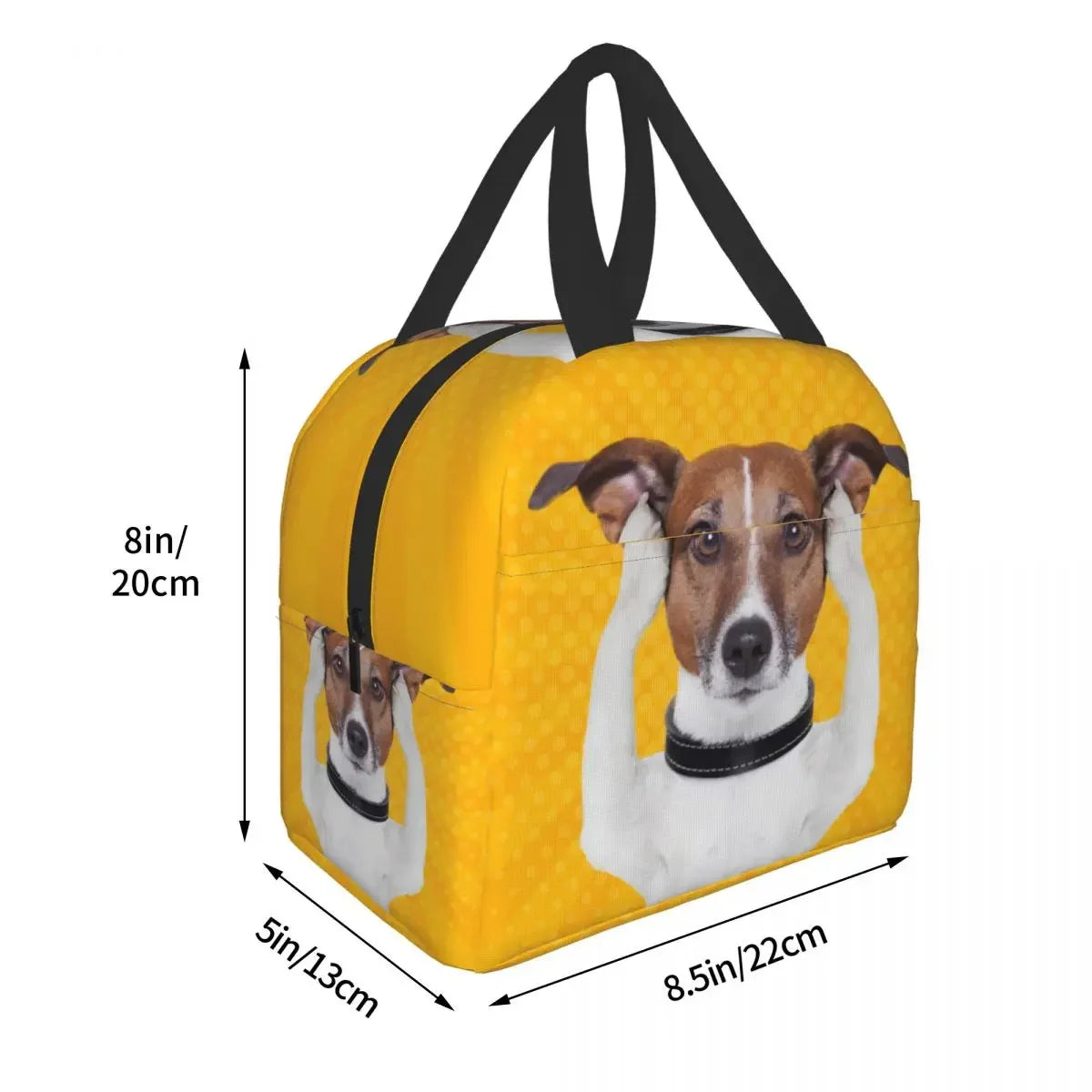 PawPack Jack Russell Terrier insulated lunch bag — front pocket detail — SniffWaggleNWalk