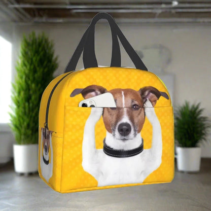 PawPack Jack Russell Terrier insulated lunch bag — main view — SniffWaggleNWalk