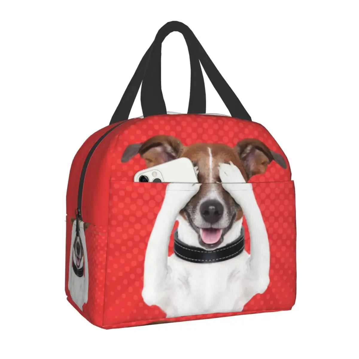 PawPack Jack Russell Terrier insulated lunch bag — packed with food containers — SniffWaggleNWalk