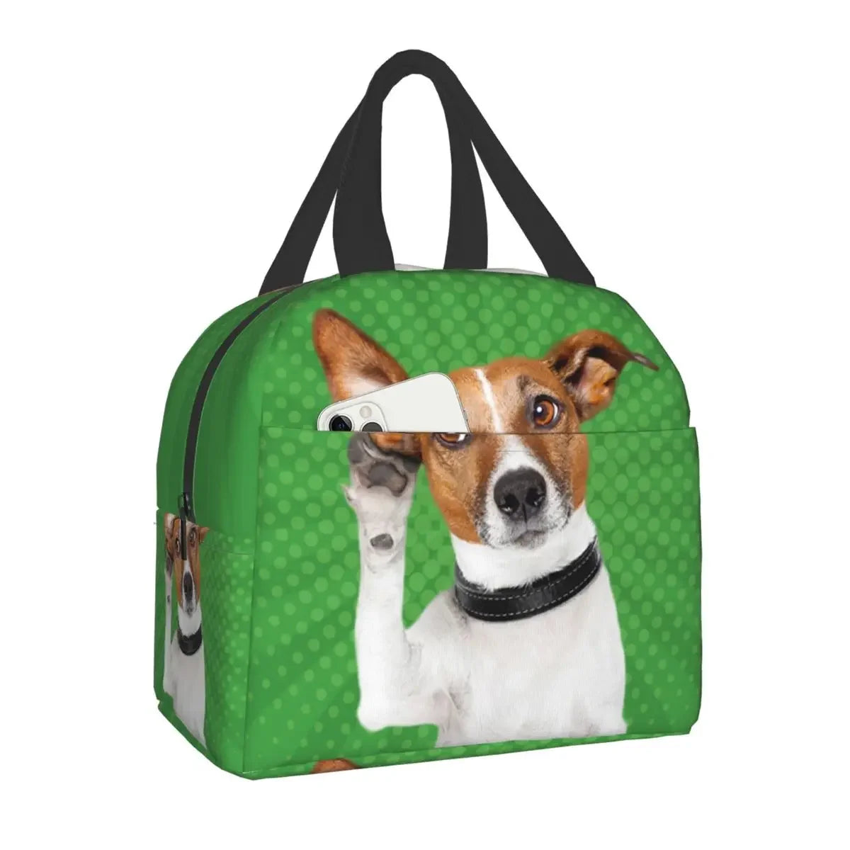 PawPack Jack Russell Terrier insulated lunch bag — carried on shoulder — SniffWaggleNWalk