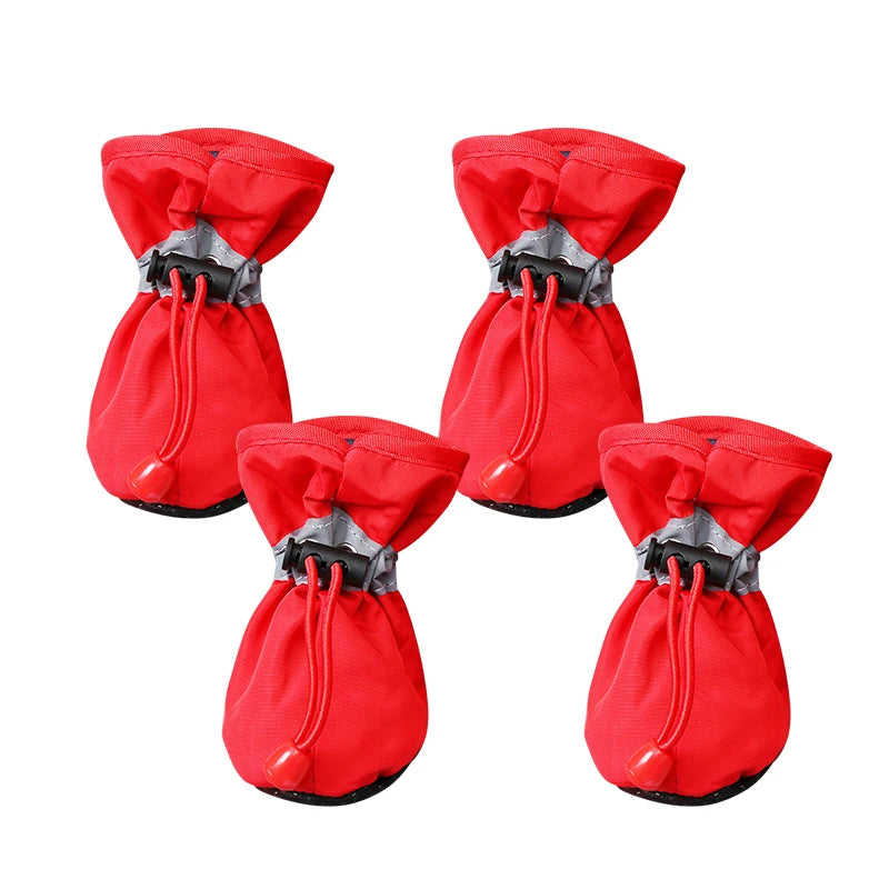 Set of four PawTrek waterproof dog shoes with adjustable hook-and-loop straps