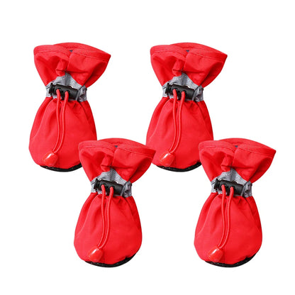 Set of four PawTrek waterproof dog shoes with adjustable hook-and-loop straps