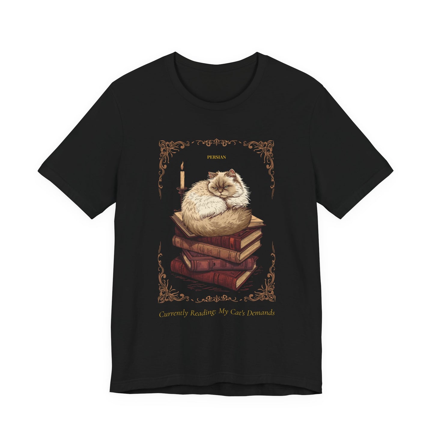 Flat lay of the Persian Cat t-shirt