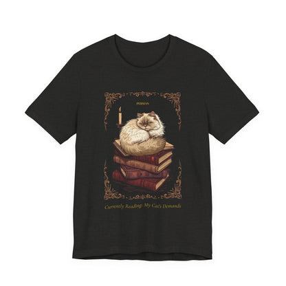 Model wearing the Persian Cat tee, front pose