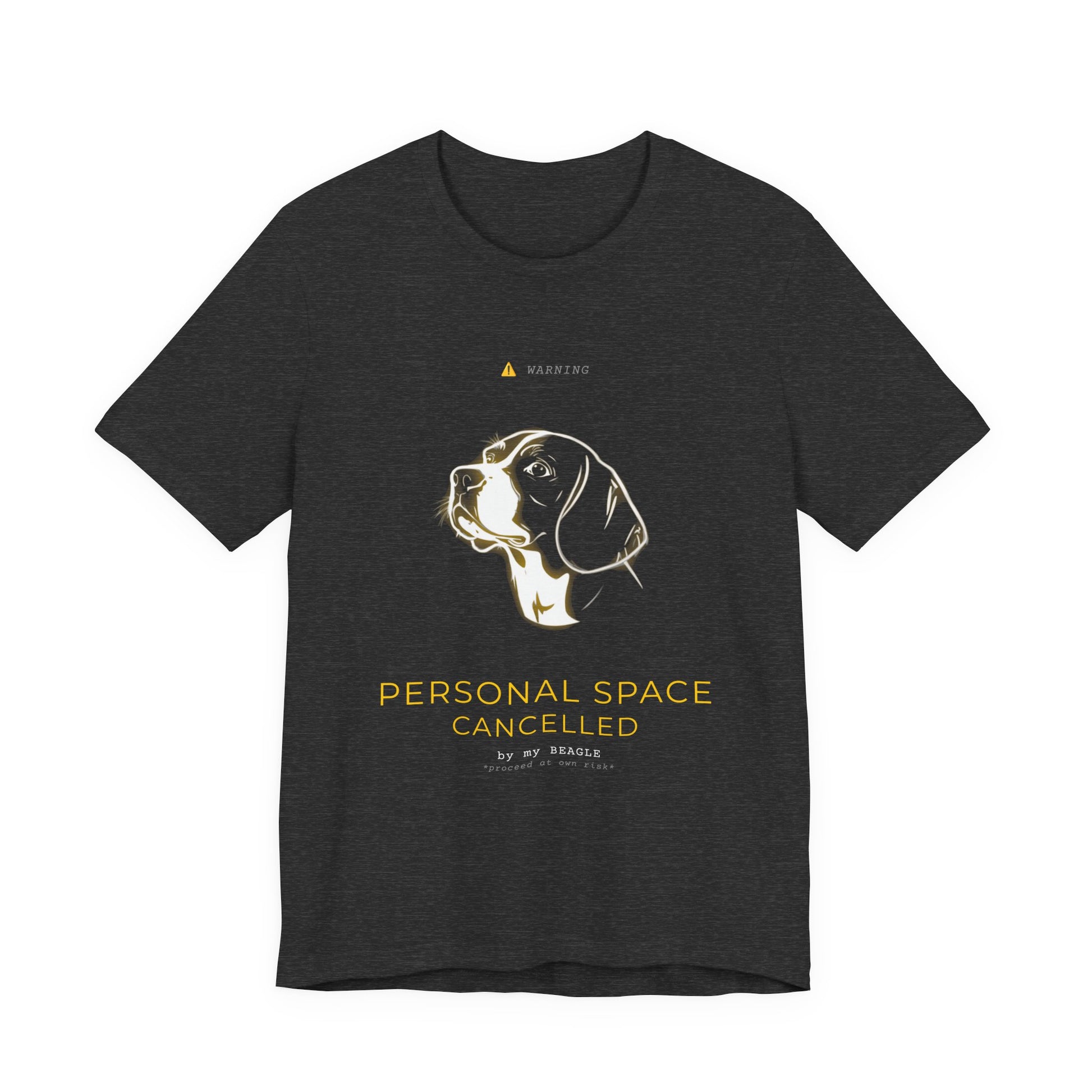 Personal Space Cancelled Beagle T-Shirt — back view on model