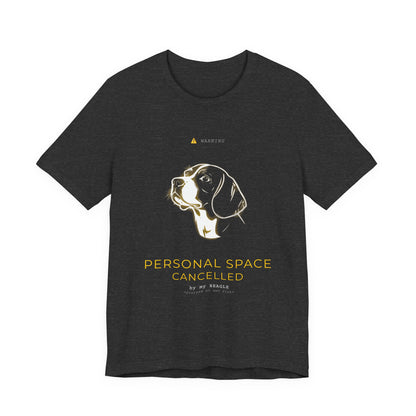 Personal Space Cancelled Beagle T-Shirt — back view on model