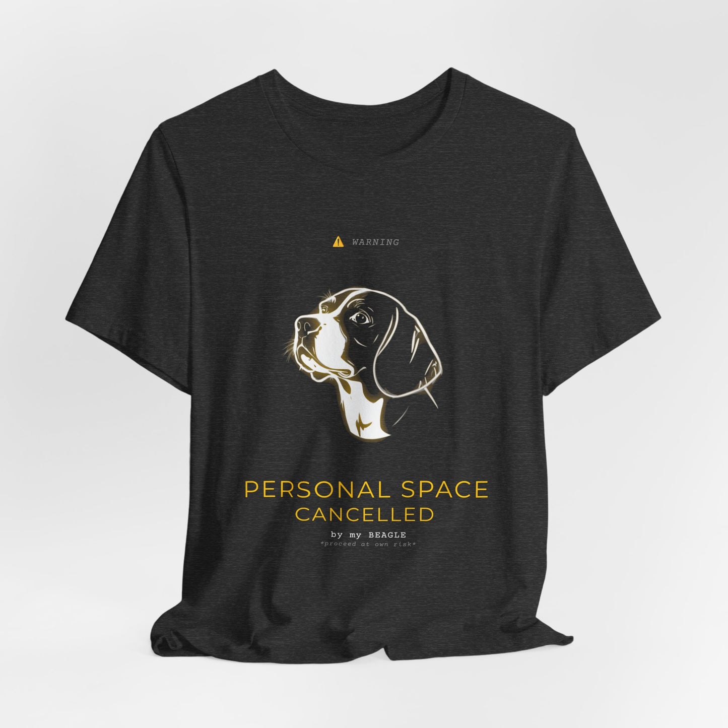 Personal Space Cancelled Beagle T-Shirt — folded on a shelf