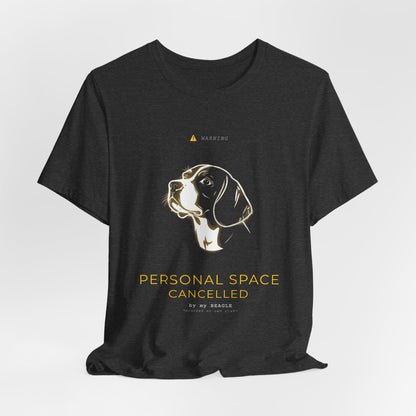 Personal Space Cancelled Beagle T-Shirt — folded on a shelf