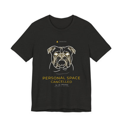 Personal Space Cancelled Bulldog T-Shirt — fabric and stitching detail