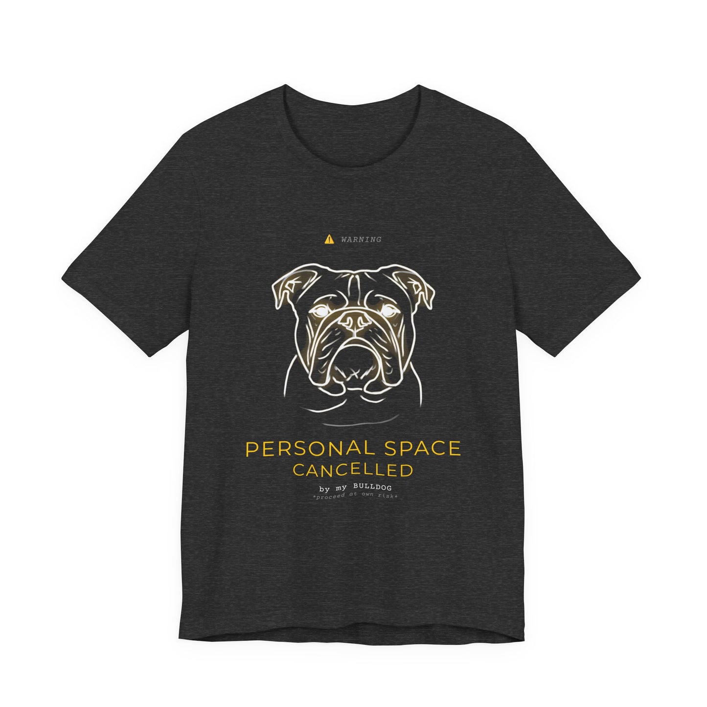 Personal Space Cancelled Bulldog T-Shirt — back view on model