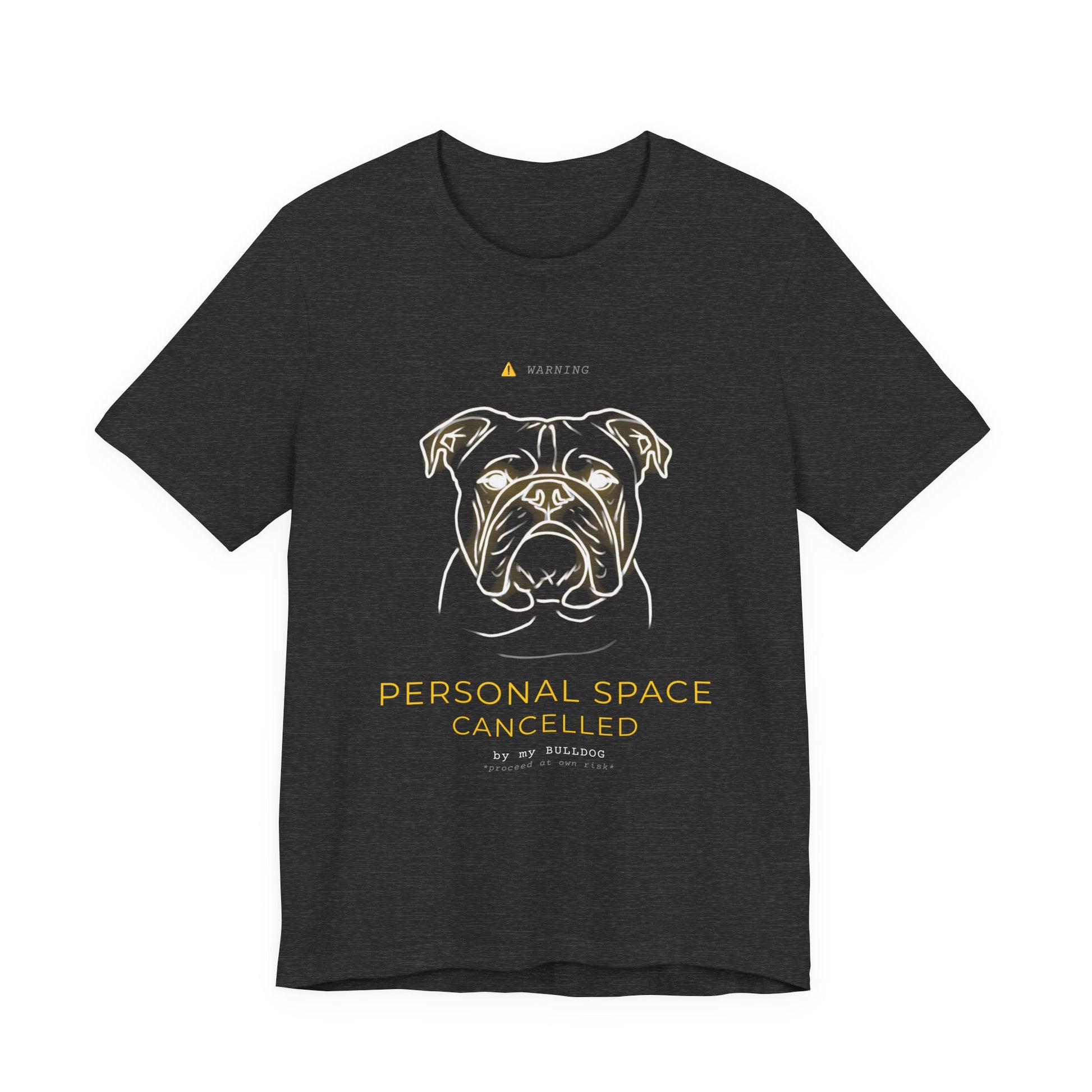 Personal Space Cancelled Bulldog T-Shirt — back view on model